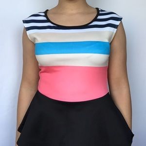 Stripped Short Sleeved Blouse